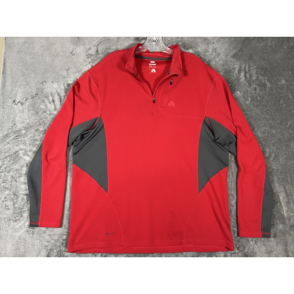 Nike ACG Sweatshirt Mens 2XL Quarter Zip 1/4 Chest Pocket Pullover Red Dri Fit‎